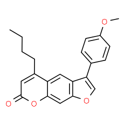 ChemSpider 2D Image | 5-Butyl-3-(4-methoxyphenyl)-7H-furo[3,2-g]chromen-7-one | C22H20O4