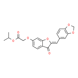 ChemSpider 2D Image | Isopropyl {[(2Z)-2-(1,3-benzodioxol-5-ylmethylene)-3-oxo-2,3-dihydro-1-benzofuran-6-yl]oxy}acetate | C21H18O7