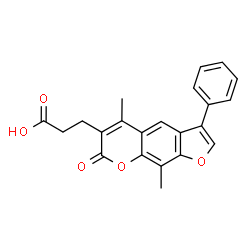 ChemSpider 2D Image | 3-(5,9-Dimethyl-7-oxo-3-phenyl-7H-furo[3,2-g]chromen-6-yl)propanoic acid | C22H18O5