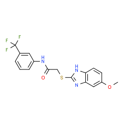 ChemSpider 2D Image | 2-[(5-Methoxy-1H-benzimidazol-2-yl)sulfanyl]-N-[3-(trifluoromethyl)phenyl]acetamide | C17H14F3N3O2S