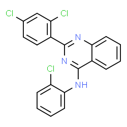 ChemSpider 2D Image | N-(2-Chlorophenyl)-2-(2,4-dichlorophenyl)-4-quinazolinamine | C20H12Cl3N3