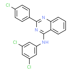 ChemSpider 2D Image | 2-(4-Chlorophenyl)-N-(3,5-dichlorophenyl)-4-quinazolinamine | C20H12Cl3N3
