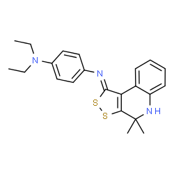 ChemSpider 2D Image | 4-[(Z)-(4,4-Dimethyl-4,5-dihydro-1H-[1,2]dithiolo[3,4-c]quinolin-1-ylidene)amino]-N,N-diethylaniline | C22H25N3S2