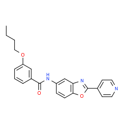 ChemSpider 2D Image | 3-Butoxy-N-[2-(4-pyridinyl)-1,3-benzoxazol-5-yl]benzamide | C23H21N3O3