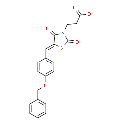 ChemSpider 2D Image | 3-{(5Z)-5-[4-(Benzyloxy)benzylidene]-2,4-dioxo-1,3-thiazolidin-3-yl}propanoic acid | C20H17NO5S