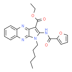 ChemSpider 2D Image | Ethyl 2-(2-furoylamino)-1-pentyl-1H-pyrrolo[2,3-b]quinoxaline-3-carboxylate | C23H24N4O4