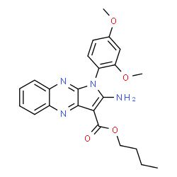 ChemSpider 2D Image | Butyl 2-amino-1-(2,4-dimethoxyphenyl)-1H-pyrrolo[2,3-b]quinoxaline-3-carboxylate | C23H24N4O4