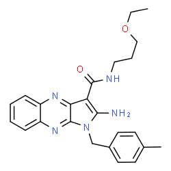 ChemSpider 2D Image | 2-Amino-N-(3-ethoxypropyl)-1-(4-methylbenzyl)-1H-pyrrolo[2,3-b]quinoxaline-3-carboxamide | C24H27N5O2