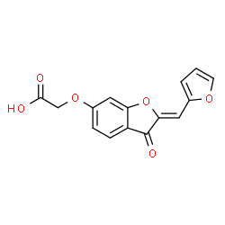 ChemSpider 2D Image | {[(2Z)-2-(2-Furylmethylene)-3-oxo-2,3-dihydro-1-benzofuran-6-yl]oxy}acetic acid | C15H10O6