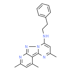 ChemSpider 2D Image | Phenethyl-(2,4,6-trimethyl-1,5,8a,9-tetraaza-fluoren-8-yl)-amine | C20H21N5