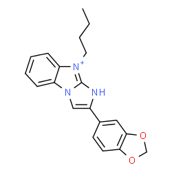 ChemSpider 2D Image | 2-(1,3-Benzodioxol-5-yl)-9-butyl-1H-imidazo[1,2-a][3,1]benzimidazol-9-ium | C20H20N3O2