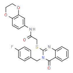 ChemSpider 2D Image | N-(2,3-Dihydro-1,4-benzodioxin-6-yl)-2-{[3-(4-fluorobenzyl)-4-oxo-3,4-dihydro-2-quinazolinyl]sulfanyl}acetamide | C25H20FN3O4S