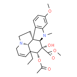 ChemSpider 2D Image | Methyl (2beta,3beta,4beta,5xi,12beta,19alpha)-4-acetoxy-3-hydroxy-16-methoxy-1-methyl-6,7-didehydroaspidospermidine-3-carboxylate | C25H32N2O6
