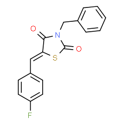 ChemSpider 2D Image | (5Z)-3-Benzyl-5-(4-fluorobenzylidene)-1,3-thiazolidine-2,4-dione | C17H12FNO2S