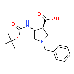 ChemSpider 2D Image | trans-1-Benzyl-4-Boc-amino-3-pyrrolidinecarboxylic acid | C17H24N2O4