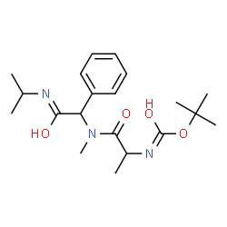 ChemSpider 2D Image | 2-Methyl-2-propanyl (1-{[2-(isopropylamino)-2-oxo-1-phenylethyl](methyl)amino}-1-oxo-2-propanyl)carbamate | C20H31N3O4