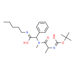 ChemSpider 2D Image | 2-Methyl-2-propanyl (1-{methyl[2-oxo-2-(pentylamino)-1-phenylethyl]amino}-1-oxo-2-propanyl)carbamate | C22H35N3O4