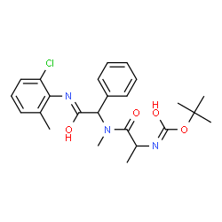 ChemSpider 2D Image | 2-Methyl-2-propanyl {1-[{2-[(2-chloro-6-methylphenyl)amino]-2-oxo-1-phenylethyl}(methyl)amino]-1-oxo-2-propanyl}carbamate | C24H30ClN3O4