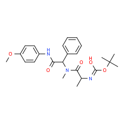 ChemSpider 2D Image | 2-Methyl-2-propanyl {1-[{2-[(4-methoxyphenyl)amino]-2-oxo-1-phenylethyl}(methyl)amino]-1-oxo-2-propanyl}carbamate | C24H31N3O5