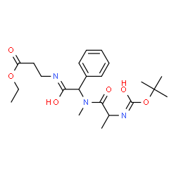 ChemSpider 2D Image | Ethyl N-{[methyl(N-{[(2-methyl-2-propanyl)oxy]carbonyl}alanyl)amino](phenyl)acetyl}-beta-alaninate | C22H33N3O6