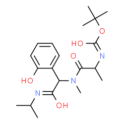 ChemSpider 2D Image | 2-Methyl-2-propanyl (1-{[1-(2-hydroxyphenyl)-2-(isopropylamino)-2-oxoethyl](methyl)amino}-1-oxo-2-propanyl)carbamate | C20H31N3O5