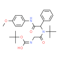 ChemSpider 2D Image | 2-Methyl-2-propanyl {2-[{2-[(4-methoxyphenyl)amino]-2-oxo-1-phenylethyl}(2-methyl-2-propanyl)amino]-2-oxoethyl}carbamate | C26H35N3O5