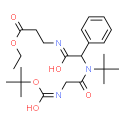 ChemSpider 2D Image | Ethyl N-{[(2-methyl-2-propanyl)(N-{[(2-methyl-2-propanyl)oxy]carbonyl}glycyl)amino](phenyl)acetyl}-beta-alaninate | C24H37N3O6
