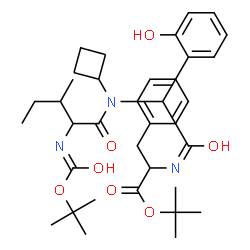 ChemSpider 2D Image | 2-Methyl-2-propanyl N-{[cyclobutyl(N-{[(2-methyl-2-propanyl)oxy]carbonyl}isoleucyl)amino](2-hydroxyphenyl)acetyl}phenylalaninate | C36H51N3O7