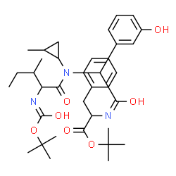 ChemSpider 2D Image | 2-Methyl-2-propanyl N-{(3-hydroxyphenyl)[(2-methylcyclopropyl)(N-{[(2-methyl-2-propanyl)oxy]carbonyl}isoleucyl)amino]acetyl}phenylalaninate | C36H51N3O7