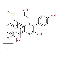 ChemSpider 2D Image | 2-Methyl-2-propanyl [1-{(2-hydroxyethyl)[1-(4-hydroxy-3-methylphenyl)-2-(2-naphthylamino)-2-oxoethyl]amino}-4-(methylsulfanyl)-1-oxo-2-butanyl]carbamate | C31H39N3O6S