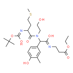 ChemSpider 2D Image | Ethyl N-{[(2-hydroxyethyl)(N-{[(2-methyl-2-propanyl)oxy]carbonyl}methionyl)amino](4-hydroxy-3-methylphenyl)acetyl}-beta-alaninate | C26H41N3O8S