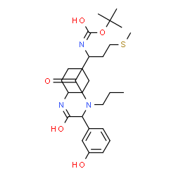 ChemSpider 2D Image | 2-Methyl-2-propanyl [1-{[2-(cyclohexylamino)-1-(3-hydroxyphenyl)-2-oxoethyl](propyl)amino}-4-(methylsulfanyl)-1-oxo-2-butanyl]carbamate | C27H43N3O5S