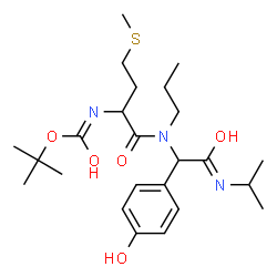 ChemSpider 2D Image | 2-Methyl-2-propanyl [1-{[1-(4-hydroxyphenyl)-2-(isopropylamino)-2-oxoethyl](propyl)amino}-4-(methylsulfanyl)-1-oxo-2-butanyl]carbamate | C24H39N3O5S