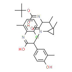 ChemSpider 2D Image | 2-Methyl-2-propanyl {1-[{2-[(2-chloro-6-methylphenyl)amino]-1-(4-hydroxy-3-methylphenyl)-2-oxoethyl}(2-methylcyclopropyl)amino]-3-methyl-1-oxo-2-butanyl}carbamate | C30H40ClN3O5