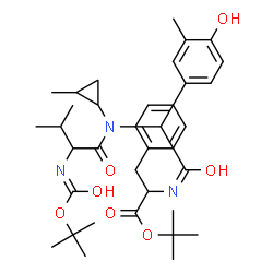 ChemSpider 2D Image | 2-Methyl-2-propanyl N-{(4-hydroxy-3-methylphenyl)[(2-methylcyclopropyl)(N-{[(2-methyl-2-propanyl)oxy]carbonyl}valyl)amino]acetyl}phenylalaninate | C36H51N3O7