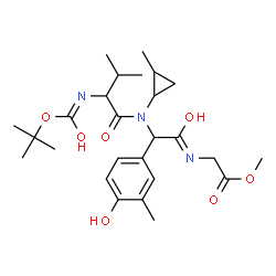 ChemSpider 2D Image | Methyl N-{(4-hydroxy-3-methylphenyl)[(2-methylcyclopropyl)(N-{[(2-methyl-2-propanyl)oxy]carbonyl}valyl)amino]acetyl}glycinate | C26H39N3O7