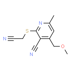 ChemSpider 2D Image | 2-[(Cyanomethyl)sulfanyl]-4-(methoxymethyl)-6-methylnicotinonitrile | C11H11N3OS