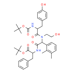 ChemSpider 2D Image | 2-Methyl-2-propanyl N-{(2,3-dimethylphenyl)[(2-hydroxyethyl)(N-{[(2-methyl-2-propanyl)oxy]carbonyl}tyrosyl)amino]acetyl}phenylalaninate | C39H51N3O8