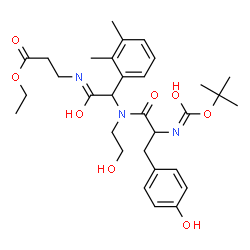 ChemSpider 2D Image | Ethyl N-{(2,3-dimethylphenyl)[(2-hydroxyethyl)(N-{[(2-methyl-2-propanyl)oxy]carbonyl}tyrosyl)amino]acetyl}-beta-alaninate | C31H43N3O8