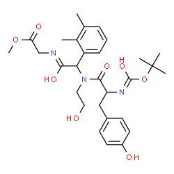 ChemSpider 2D Image | Methyl N-{(2,3-dimethylphenyl)[(2-hydroxyethyl)(N-{[(2-methyl-2-propanyl)oxy]carbonyl}tyrosyl)amino]acetyl}glycinate | C29H39N3O8