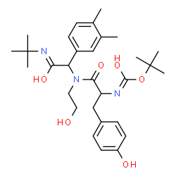 ChemSpider 2D Image | N-{1-(3,4-Dimethylphenyl)-2-[(2-methyl-2-propanyl)amino]-2-oxoethyl}-N-(2-hydroxyethyl)-Nalpha-{[(2-methyl-2-propanyl)oxy]carbonyl}tyrosinamide | C30H43N3O6