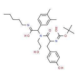 ChemSpider 2D Image | N-[1-(3,4-Dimethylphenyl)-2-oxo-2-(pentylamino)ethyl]-N-(2-hydroxyethyl)-Nalpha-{[(2-methyl-2-propanyl)oxy]carbonyl}tyrosinamide | C31H45N3O6