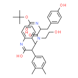 ChemSpider 2D Image | N-{1-(3,4-Dimethylphenyl)-2-[(2-methylphenyl)amino]-2-oxoethyl}-N-(2-hydroxyethyl)-Nalpha-{[(2-methyl-2-propanyl)oxy]carbonyl}tyrosinamide | C33H41N3O6