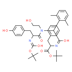 ChemSpider 2D Image | 2-Methyl-2-propanyl N-{(2,6-dimethylphenyl)[(2-hydroxyethyl)(N-{[(2-methyl-2-propanyl)oxy]carbonyl}tyrosyl)amino]acetyl}phenylalaninate | C39H51N3O8