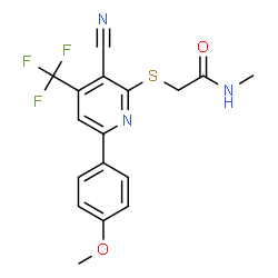 ChemSpider 2D Image | 2-{[3-Cyano-6-(4-methoxyphenyl)-4-(trifluoromethyl)-2-pyridinyl]sulfanyl}-N-methylacetamide | C17H14F3N3O2S