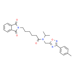 ChemSpider 2D Image | 6-(1,3-Dioxo-1,3-dihydro-2H-isoindol-2-yl)-N-isopropyl-N-{[3-(4-methylphenyl)-1,2,4-oxadiazol-5-yl]methyl}hexanamide | C27H30N4O4