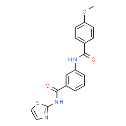 ChemSpider 2D Image | 3-[(4-Methoxybenzoyl)amino]-N-(1,3-thiazol-2-yl)benzamide | C18H15N3O3S