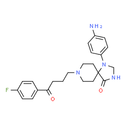 ChemSpider 2D Image | 1-(4-Aminophenyl)-8-[4-(4-fluorophenyl)-4-oxobutyl]-1,3,8-triazaspiro[4.5]decan-4-one | C23H27FN4O2