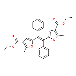 ChemSpider 2D Image | Diethyl 5,5'-[(E)-1,2-diphenyl-1,2-ethenediyl]bis(2-methyl-3-furoate) | C30H28O6