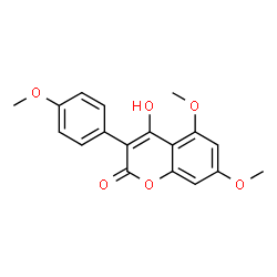 ChemSpider 2D Image | 5,7-Dimethoxy-4-Hydroxy-3-(4-Methoxyphenyl)Coumarin | C18H16O6